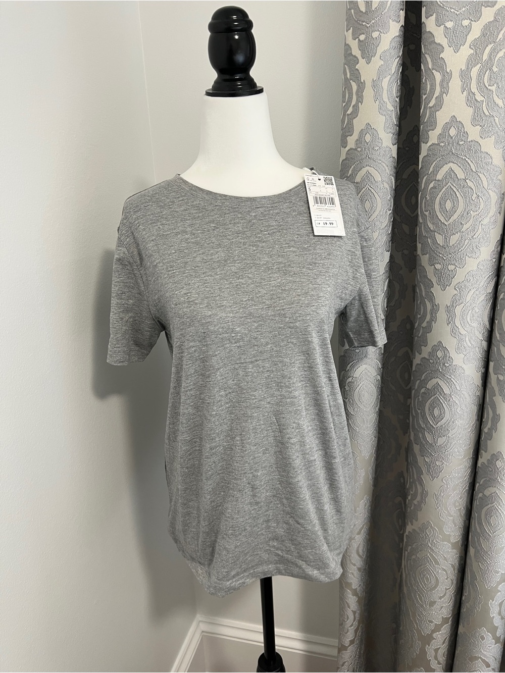 Mango Heather Gray Short Sleeve Crewneck Tee